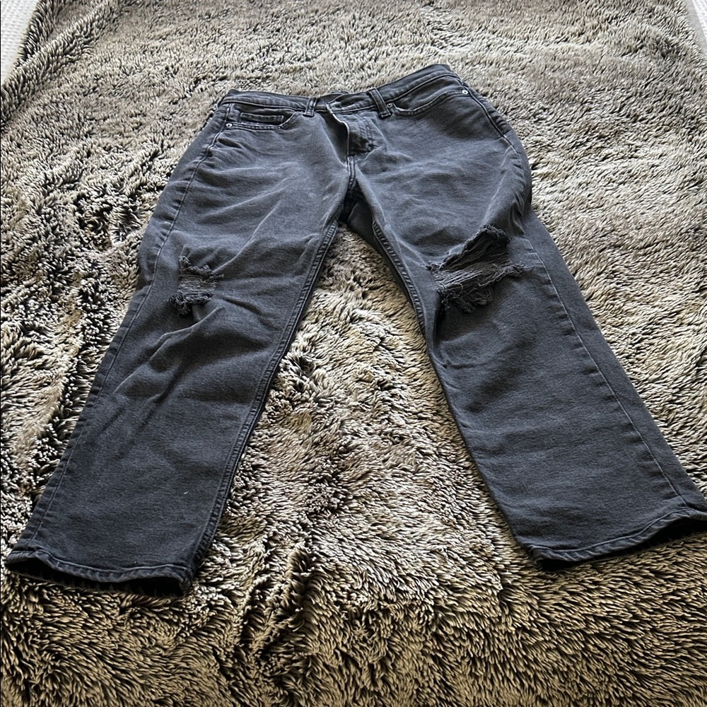 Banana Republic Black Distressed High Rise Straight Jeans 29